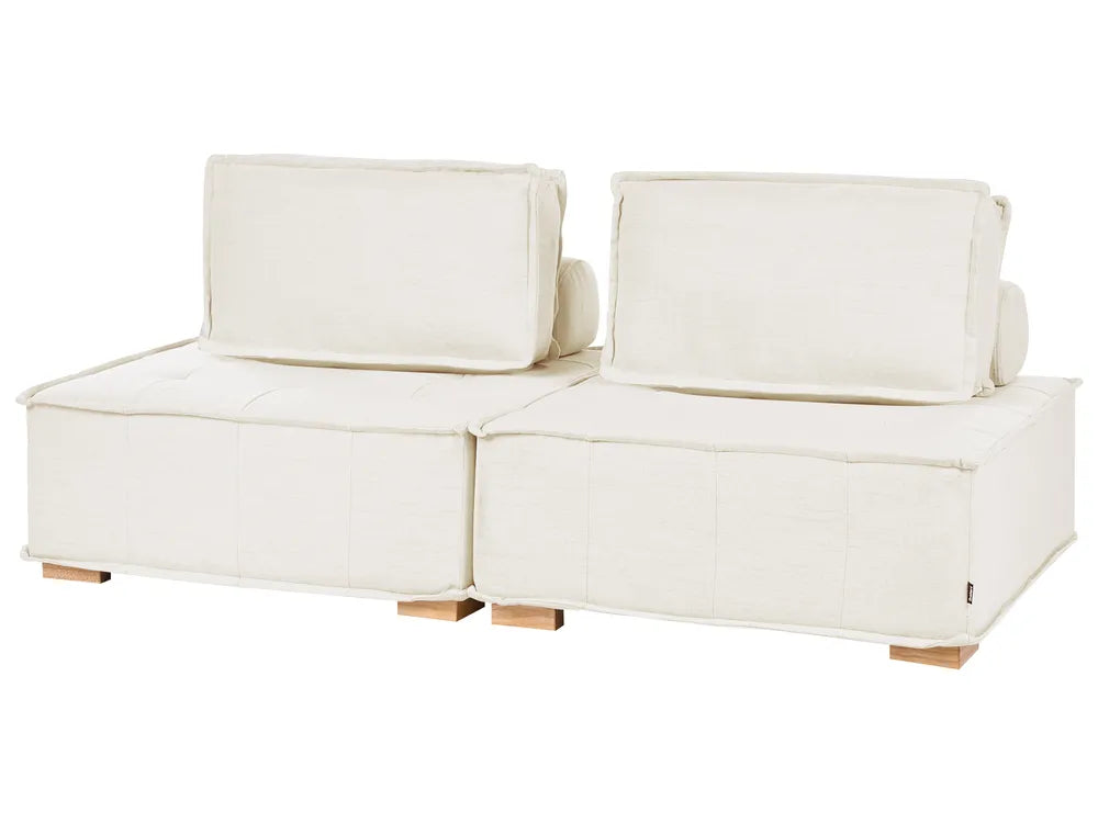 Modular Sofa 2 Seater Fabric Off-White Oxford