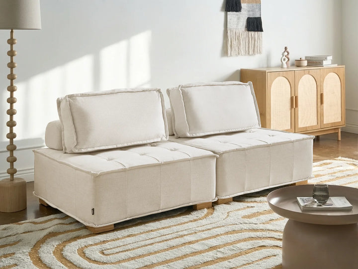Modern off white modular loveseat sofa for living room