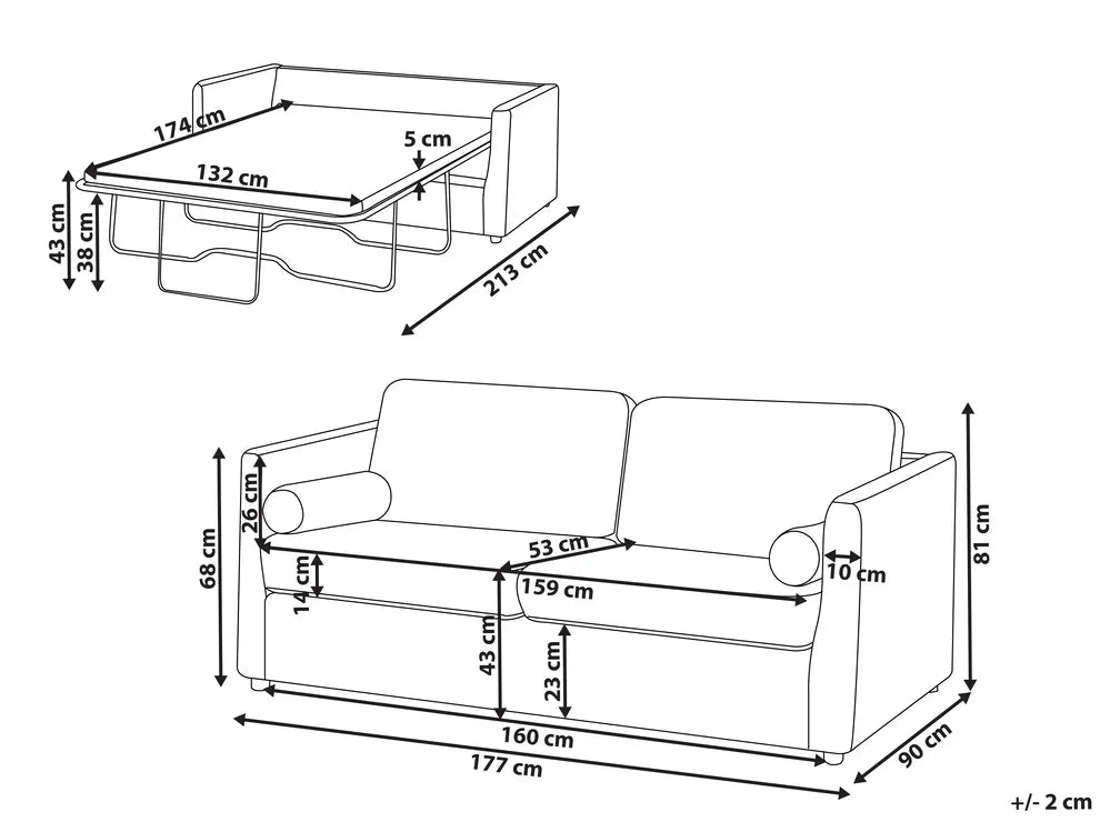 Sofa Bed Fabric Off-White Callum
