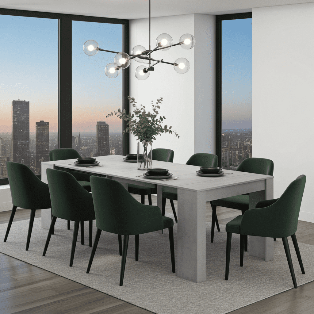 Modern grey long dining table