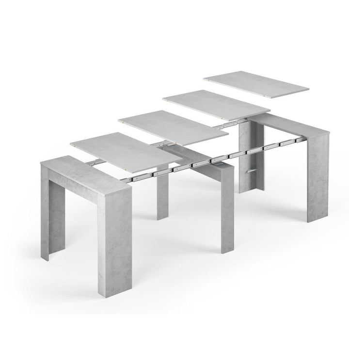 Set of extendable dining tables on a white background