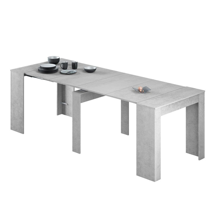 Gray dining table with extended leaf 