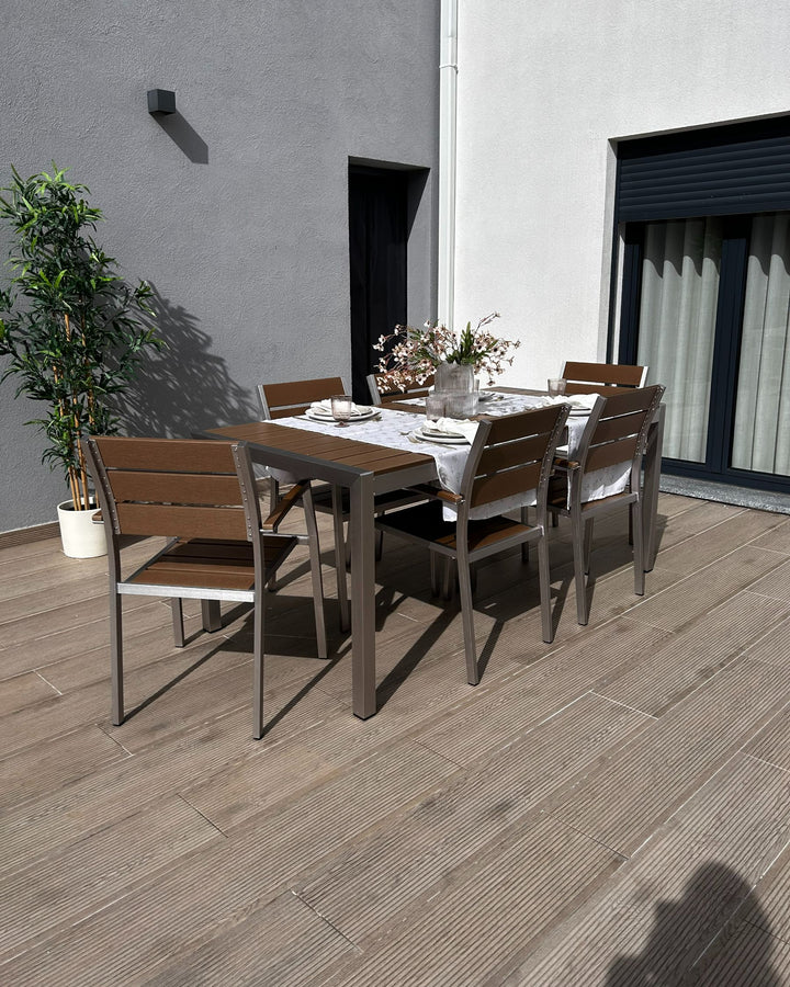 Vernio Garden Dining Table 180 cm 90 cm Metal Brown