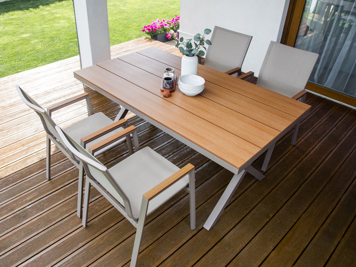 Tiano Garden Dining Table TIANO 160 cm 90 cm Metal Taupe