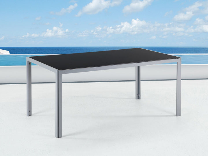 Catania Garden Dining Table  160 cm 91 cm Glass Black