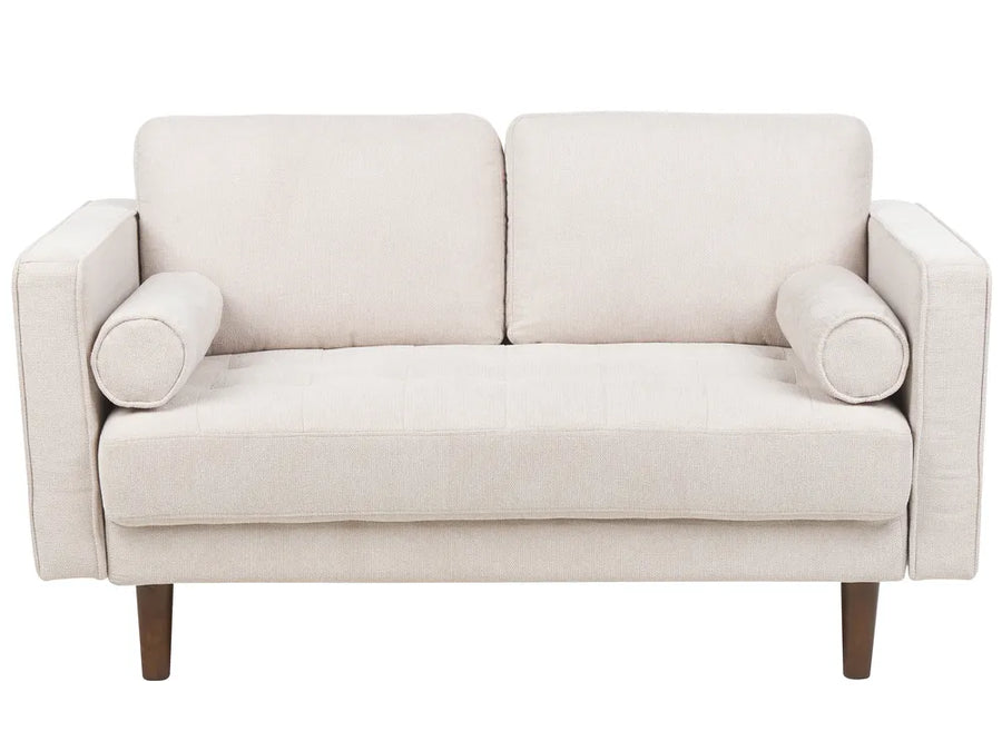 light beige 2 seater fabric sofa with cushions
