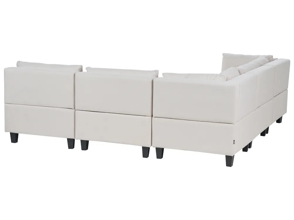 Modular Corner Sofa 5 Seater Fabric Light Beige with Ottoman Right Hand Turella