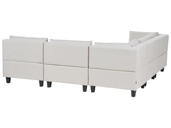 Modular Corner Sofa 5 Seater Fabric Light Beige with Ottoman Right Hand Turella