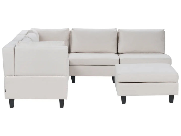 Modular Corner Sofa 5 Seater Fabric Light Beige with Ottoman Right Hand Turella