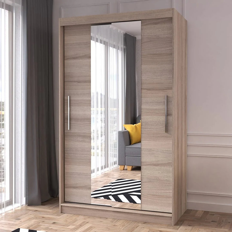 Neomi 01 Sliding Door Wardrobe 120cm in Sonoma Oak