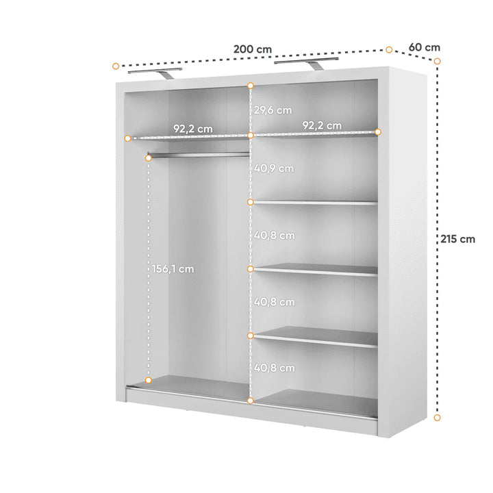 Karon Sliding Door Wardrobe White 200cm