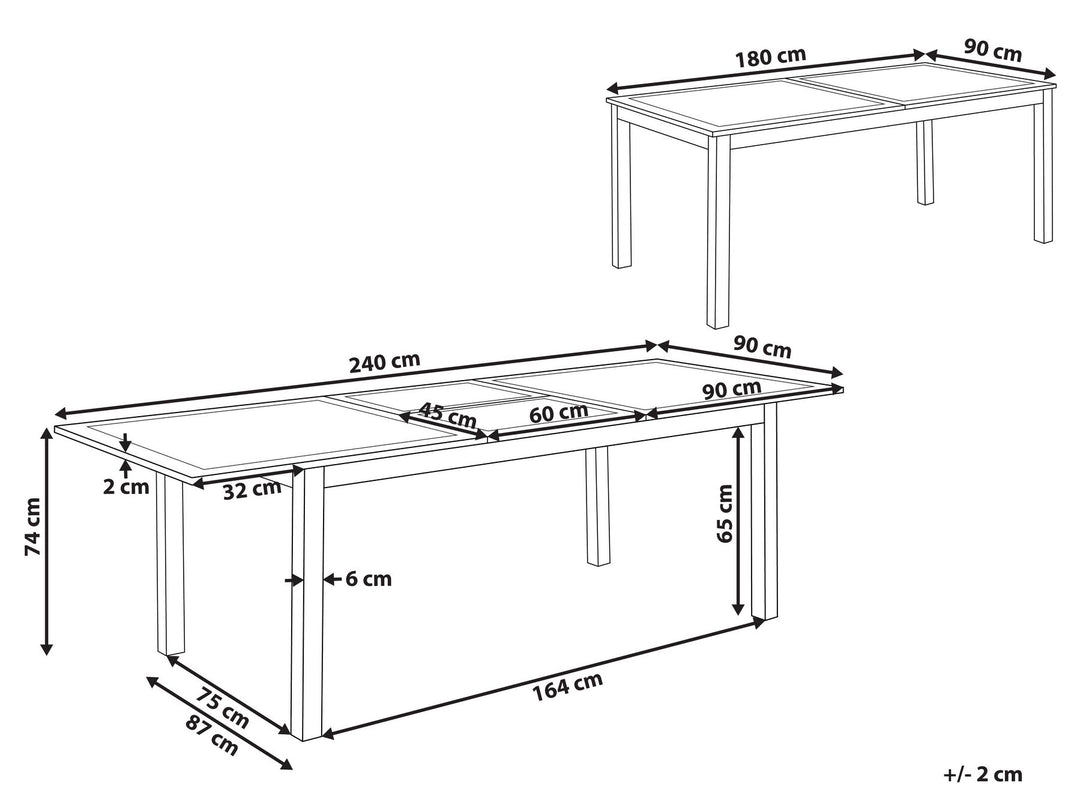 Skaloma Extending Garden Dining Table 180/240 cm 90 cm Metal Dark Grey