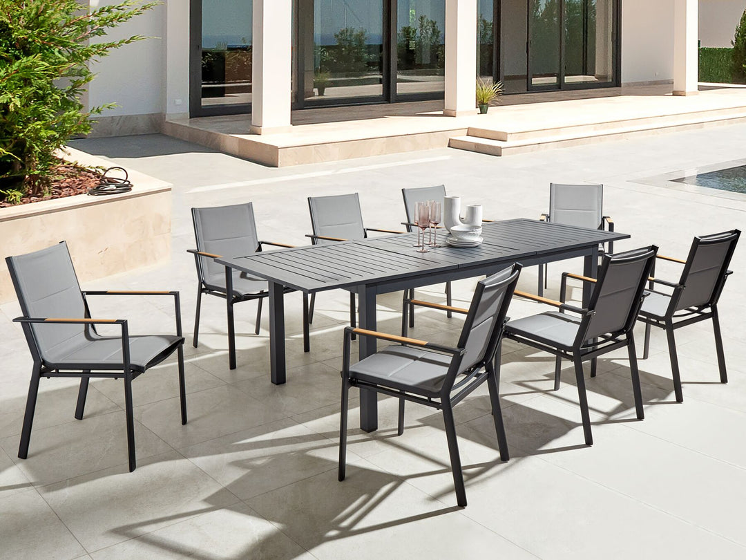 Skaloma Extending Garden Dining Table 180/240 cm 90 cm Metal Dark Grey