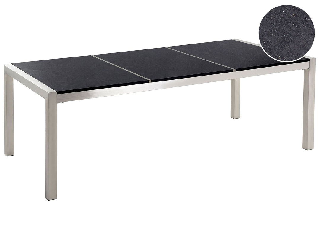 Grosetto Garden Dining Table 220 cm 100 cm Polished Granite Black