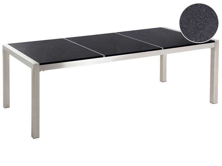 Grosetto Garden Dining Table 220 cm 100 cm Polished Granite Black