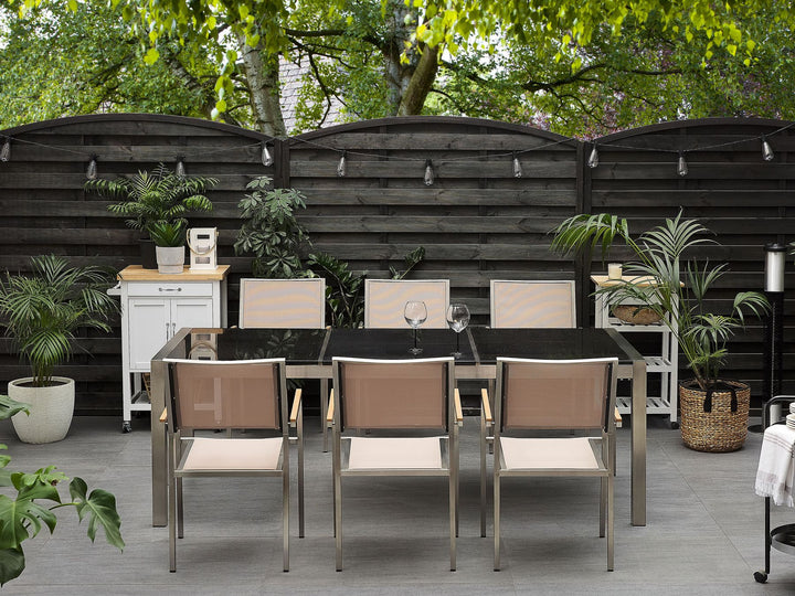 Grosetto Garden Dining Table 220 cm 100 cm Polished Granite Black