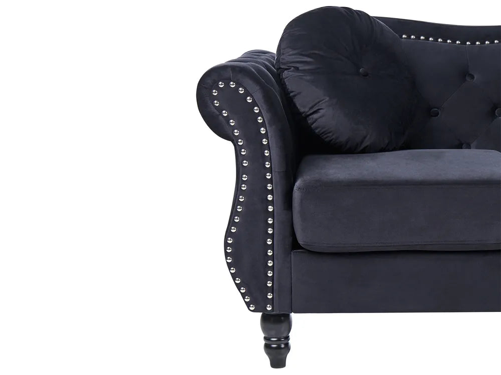 Sofa 2 Seater Velvet Black Drinel
