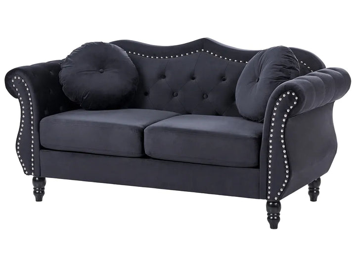 Sofa 2 Seater Velvet Black Drinel