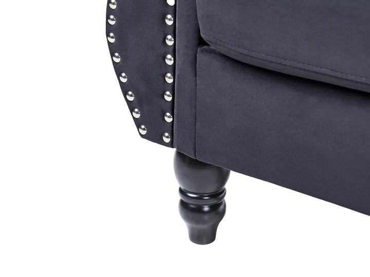 Sofa 2 Seater Velvet Black Drinel