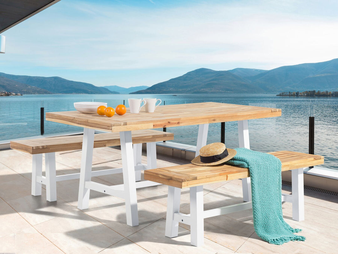 Scania Garden Dining Table 170 cm 80 cm Acacia Wood White