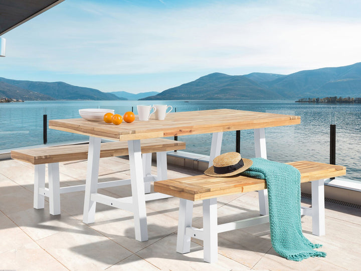 Scania Garden Dining Table 170 cm 80 cm Acacia Wood White