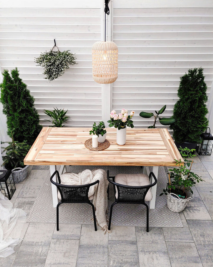 Scania Garden Dining Table 170 cm 80 cm Acacia Wood White