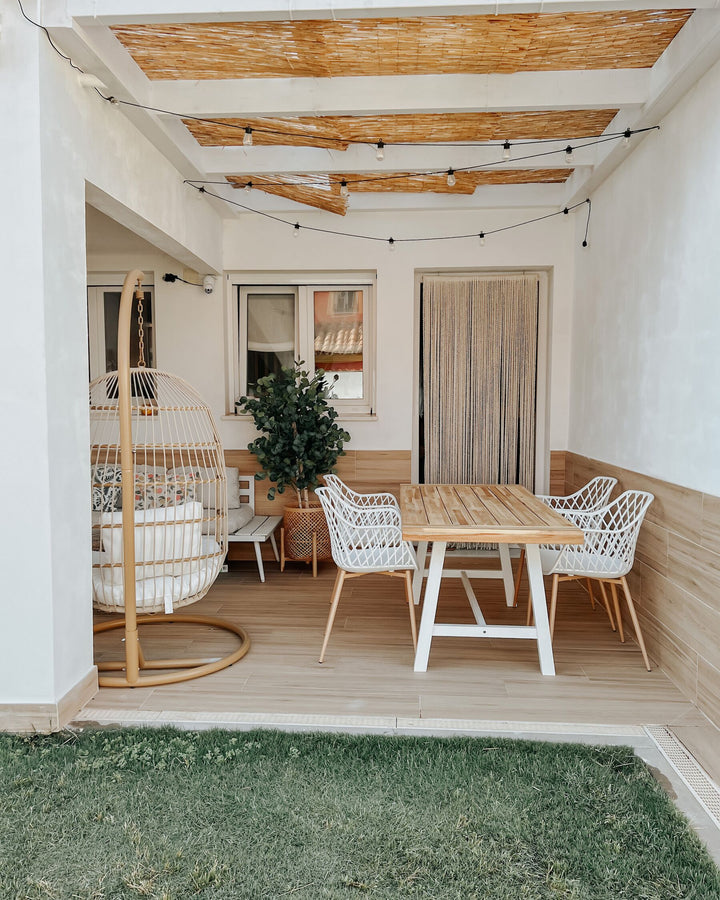 Scania Garden Dining Table 170 cm 80 cm Acacia Wood White