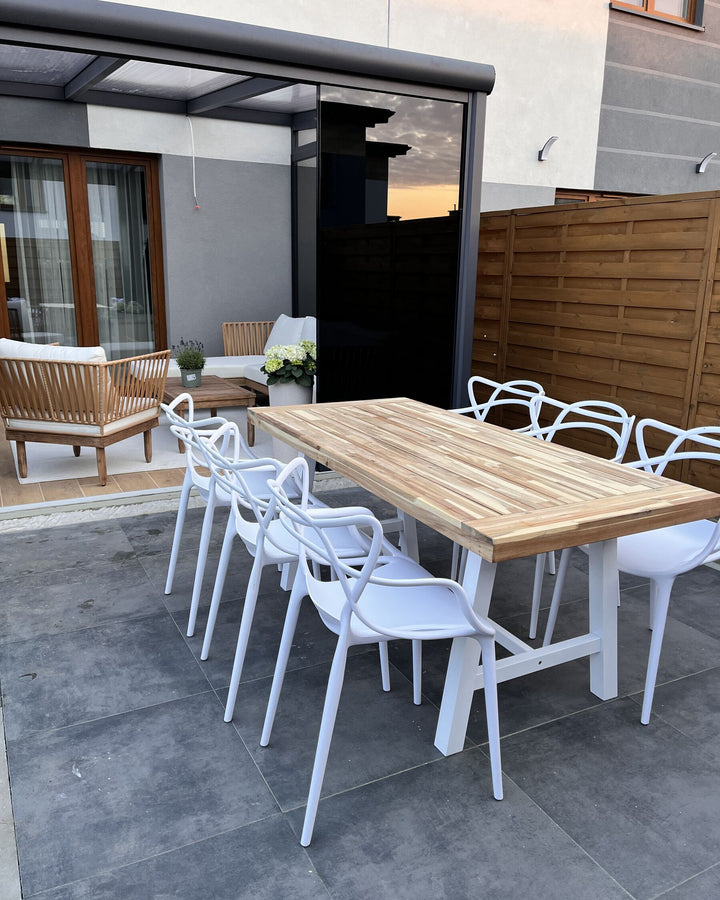 Scania Garden Dining Table 170 cm 80 cm Acacia Wood White