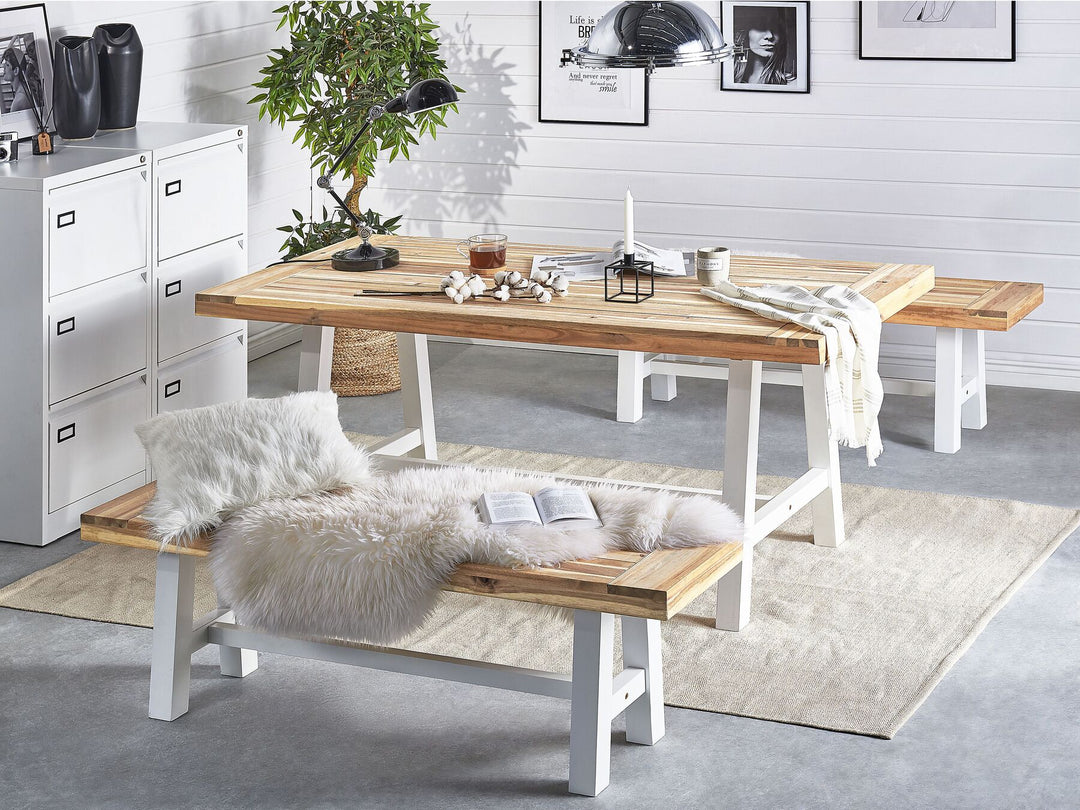 Scania Garden Dining Table 170 cm 80 cm Acacia Wood White