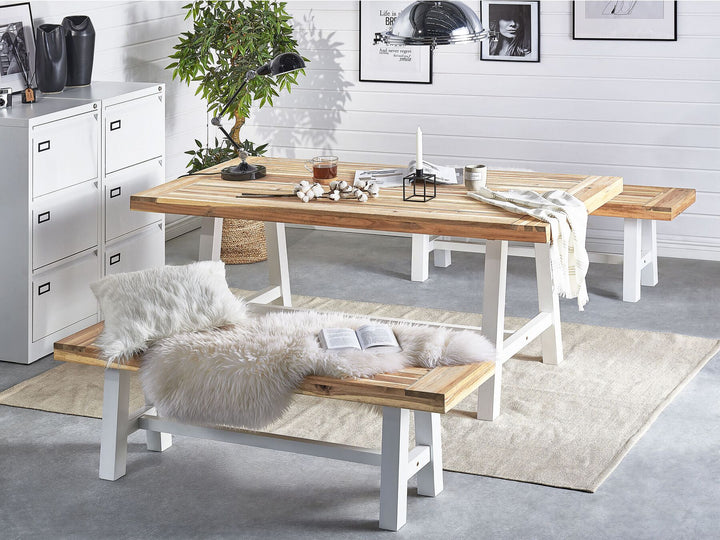 Scania Garden Dining Table 170 cm 80 cm Acacia Wood White