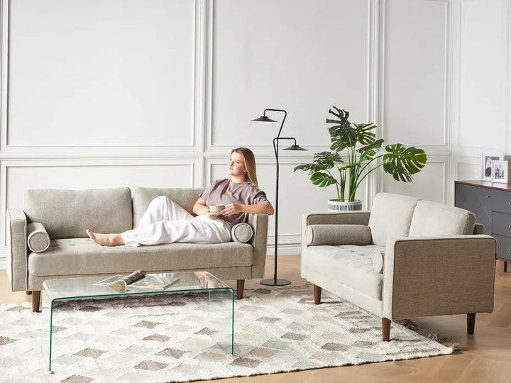 Sofa 2 Seater Fabric Taupe Emryn