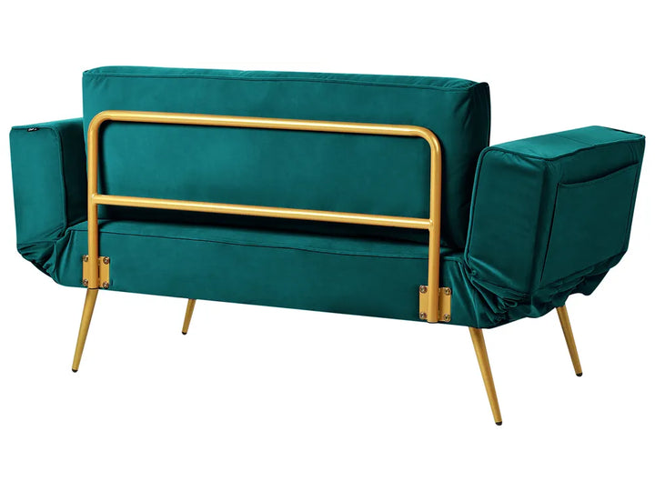 Sofa Bed 2 Seater Velvet Emerald Green Allmon