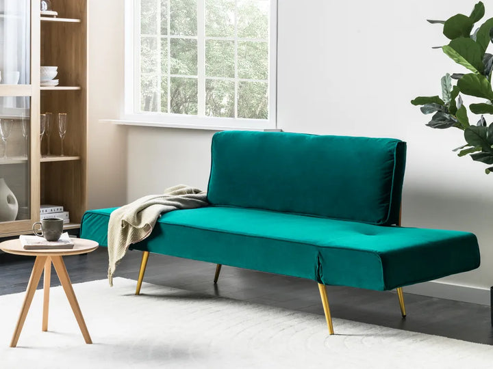 Sofa Bed 2 Seater Velvet Emerald Green Allmon