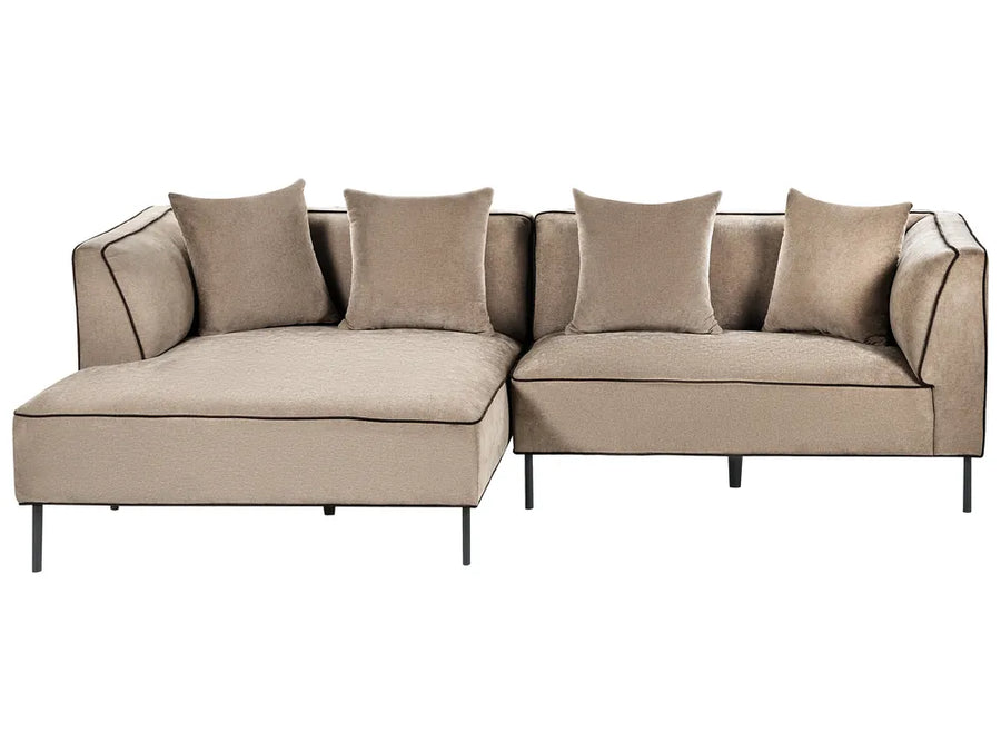 Right-hand 3-seater corner sofa in light brown chenille