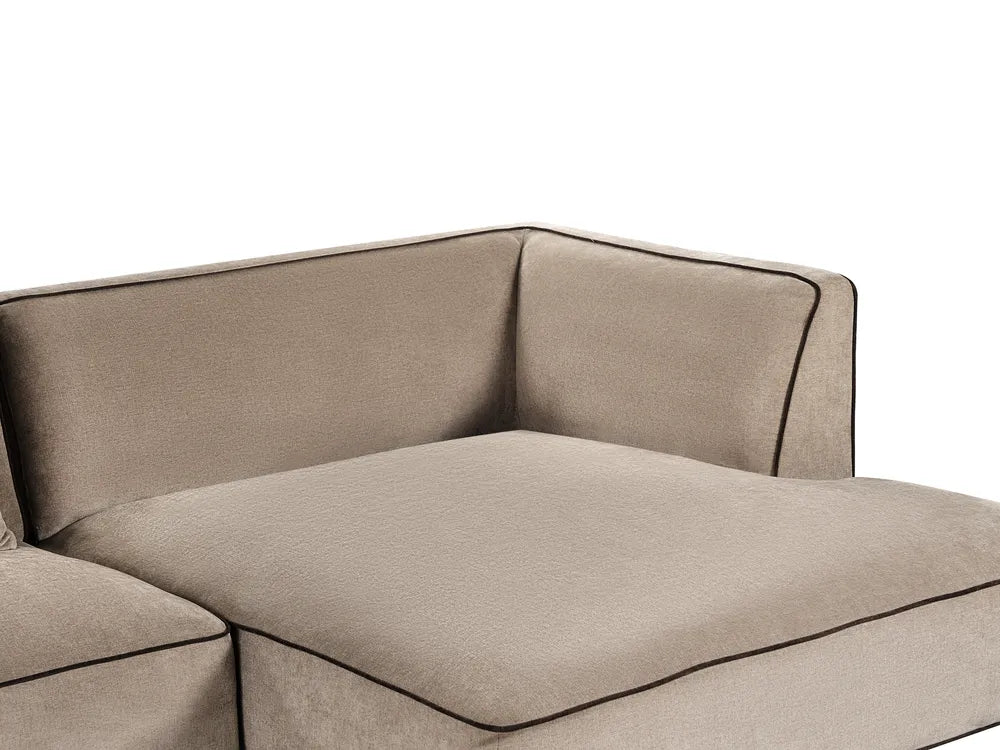 Corner Sofa 3 Seater Chenille Light Brown Right Hand Danva
