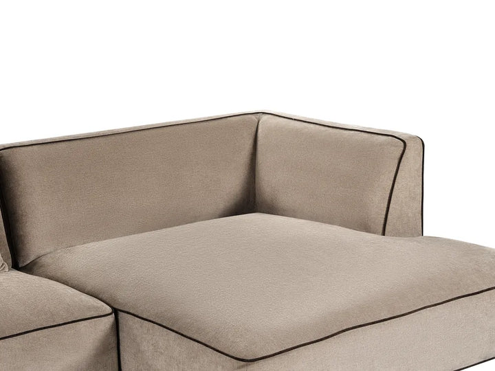 Corner Sofa 3 Seater Chenille Light Brown Right Hand Danva