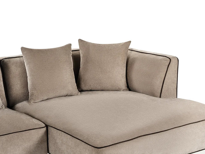 Corner Sofa 3 Seater Chenille Light Brown Right Hand Danva