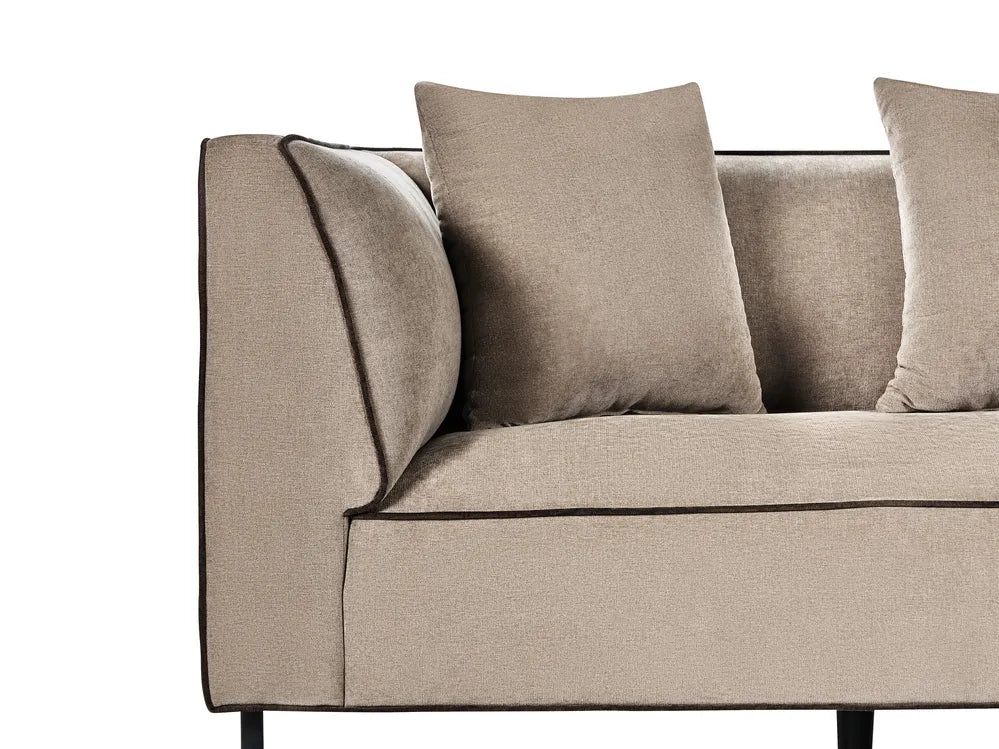 Corner Sofa 3 Seater Chenille Light Brown Right Hand Danva