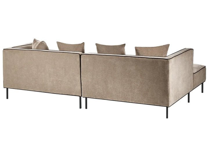 Corner Sofa 3 Seater Chenille Light Brown Right Hand Danva