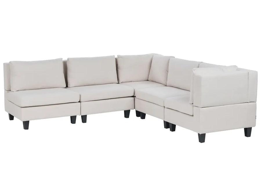 Light beige fabric modular corner sofa 5 seater left hand