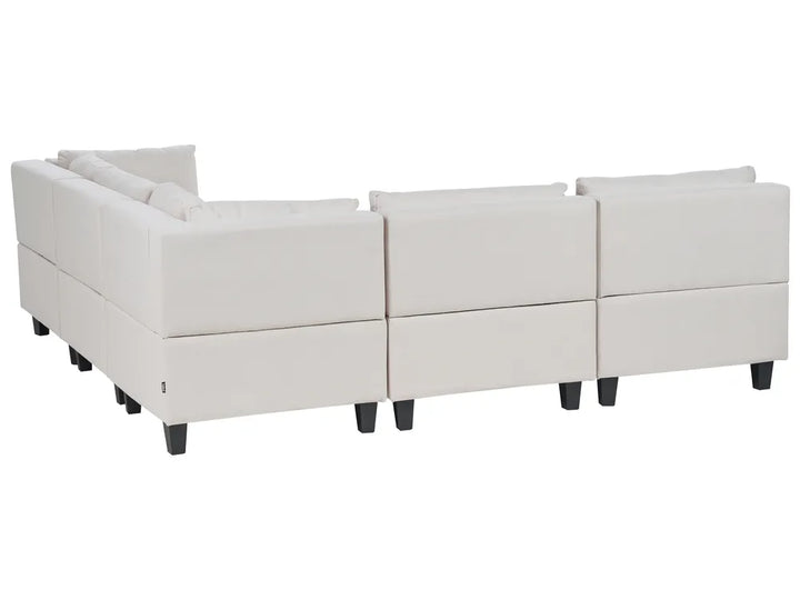 Modular Corner Sofa 5 Seater Fabric Light Beige Left Hand Turella