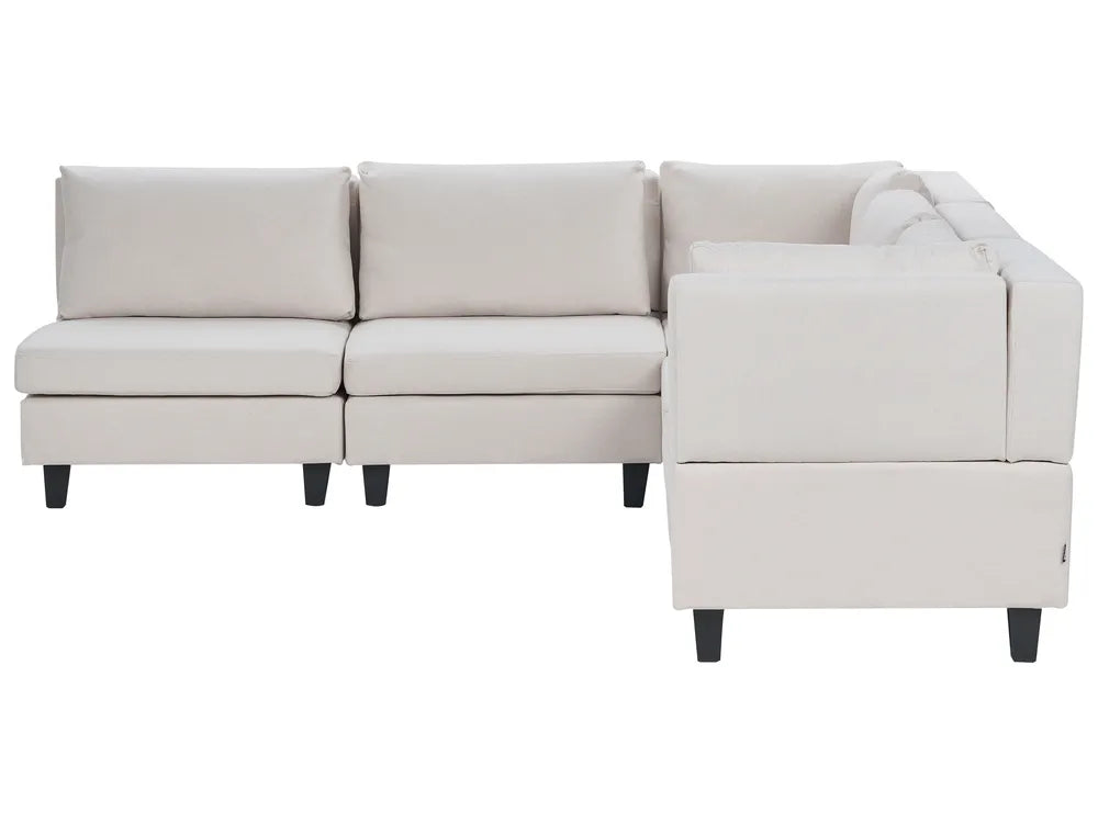 Modular Corner Sofa 5 Seater Fabric Light Beige Left Hand Turella