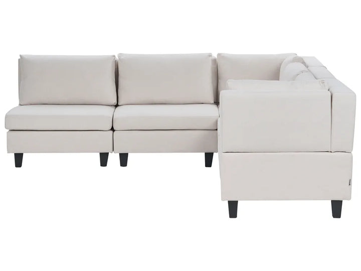 Modular Corner Sofa 5 Seater Fabric Light Beige Left Hand Turella