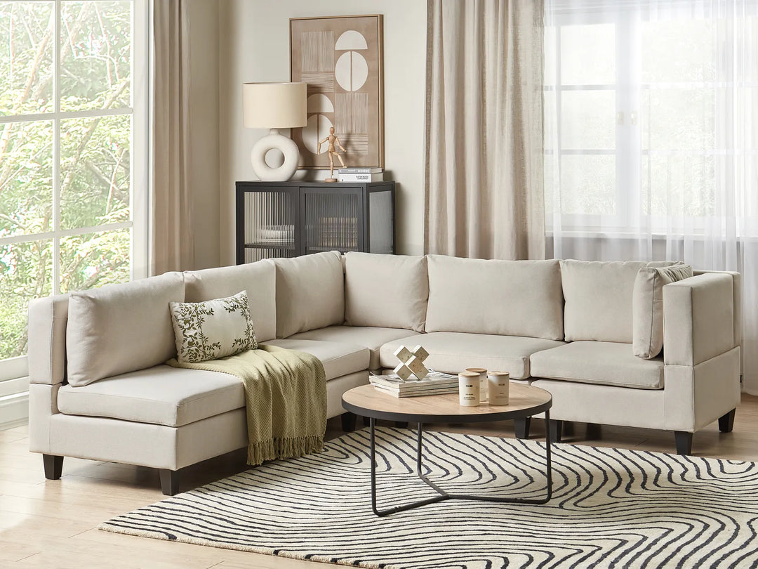 Left hand light beige modular corner sofa modern design