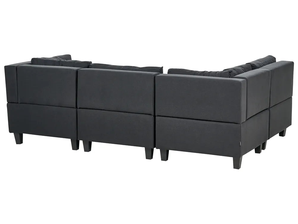 Modular Corner Sofa 4 Seater Fabric Black Right Hand Turella