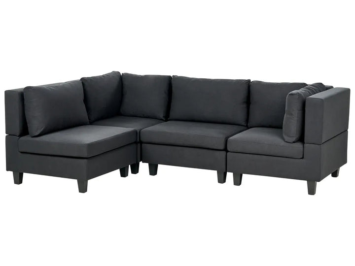 Modular Corner Sofa 4 Seater Fabric Black Right Hand Turella
