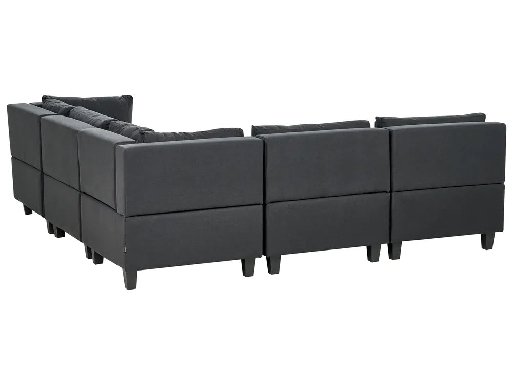 Modular Corner Sofa 5 Seater Fabric Black Left Hand Turella