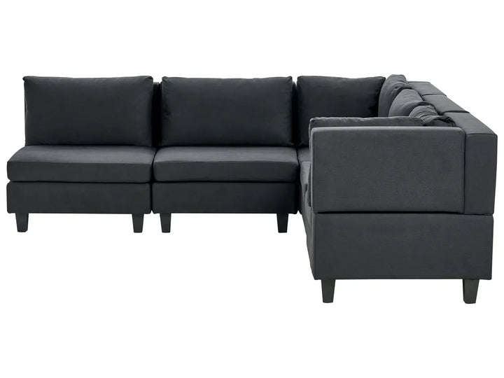 Modular Corner Sofa 5 Seater Fabric Black Left Hand Turella