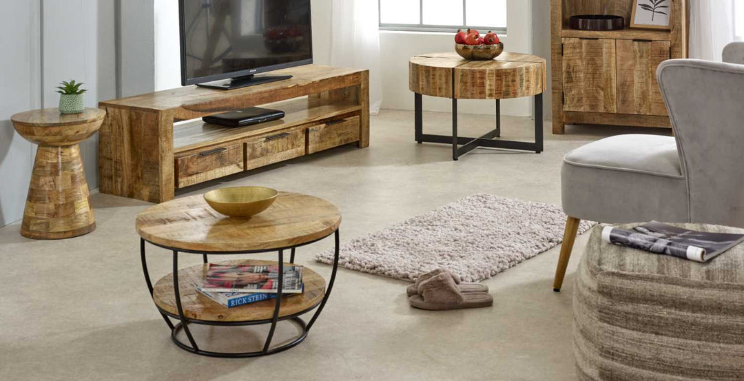 Surrey Solid Wood Coffee Table With Metal Legs