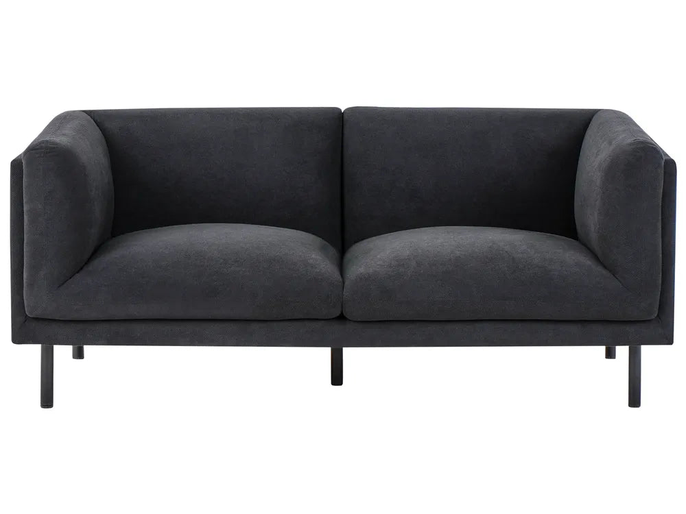 Black fabric 2-seater sofa with modern design
